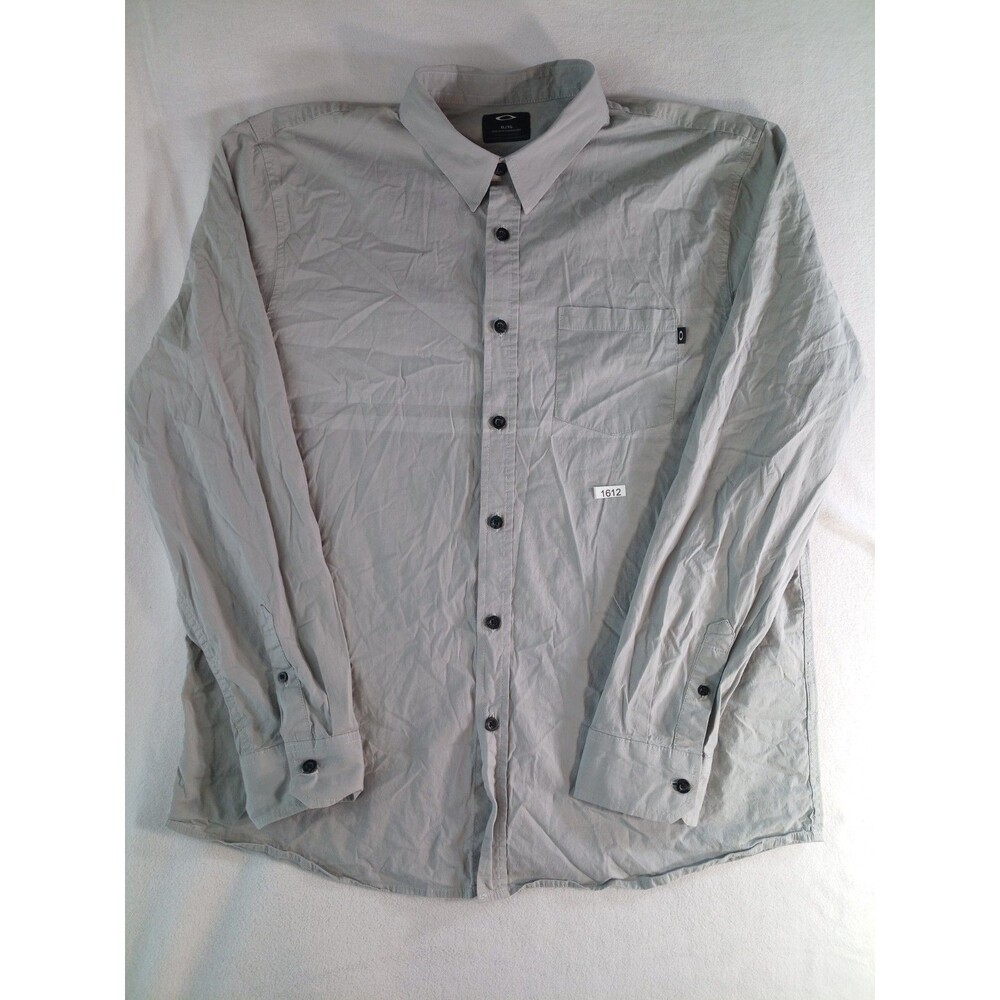 Oakley Button Up Shirt Mens XL Gray Long Sleeve Casual Lightweight Regular Fit